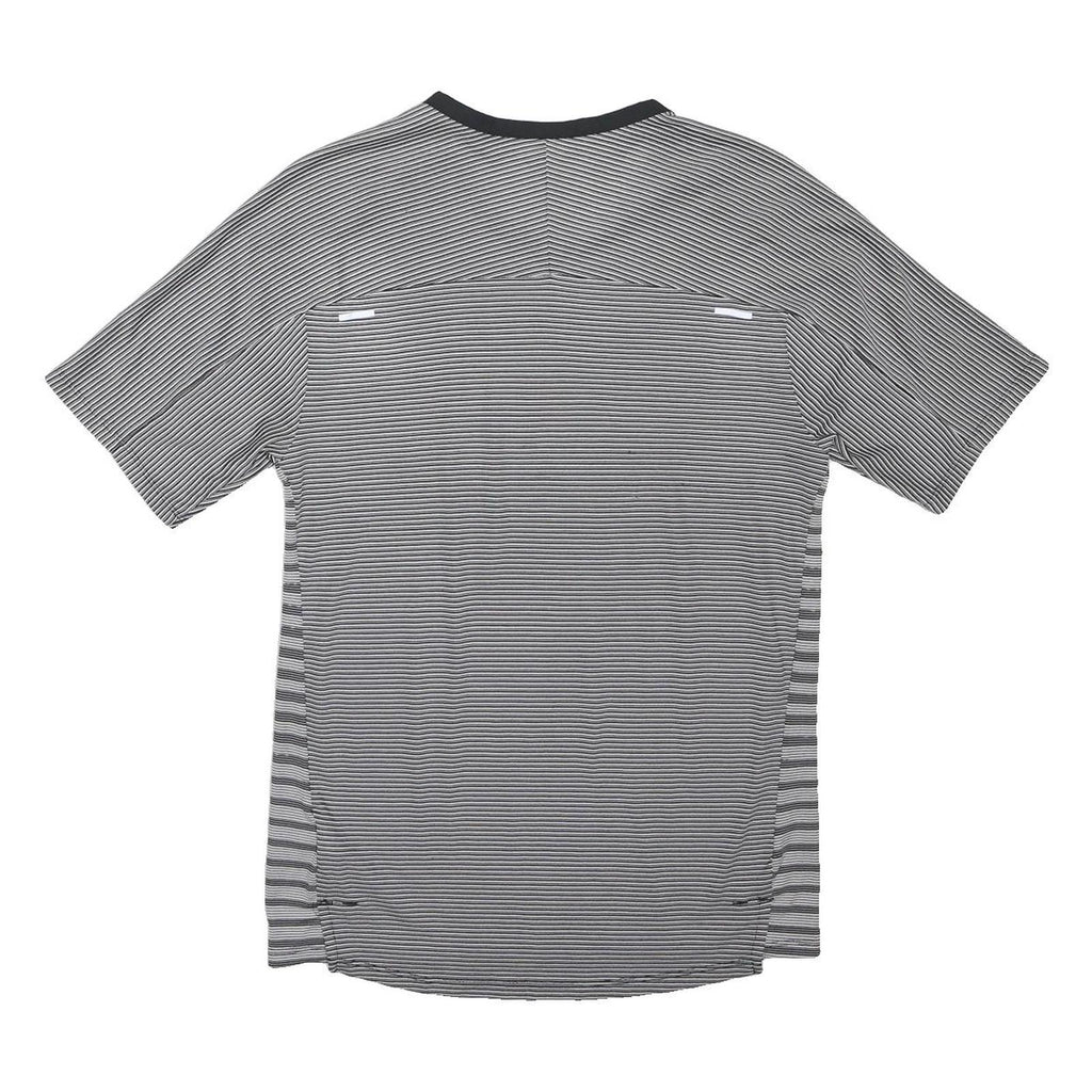 NIKE Mens Grey Striped Running T-Shirt S Short Sleeve V-Neck Performance