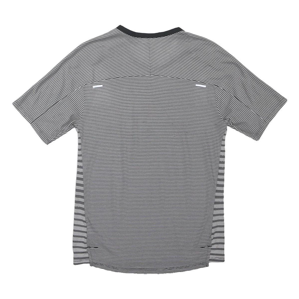 NIKE Mens Grey Striped Running T-Shirt S Short Sleeve V-Neck Performance
