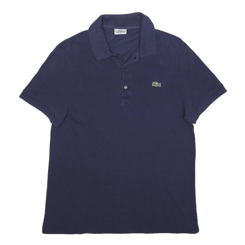 LACOSTE Mens Navy Blue Cotton Short Sleeve Polo Shirt M Classic Logo