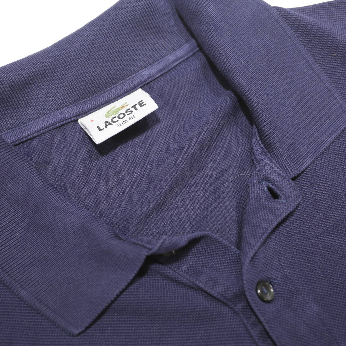 LACOSTE Mens Navy Blue Cotton Short Sleeve Polo Shirt M Classic Logo