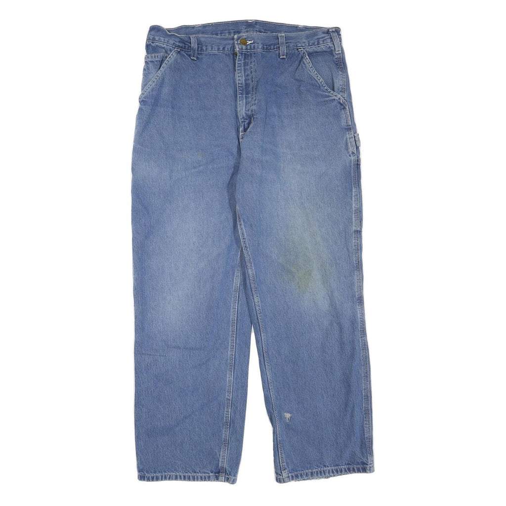 CARHARTT Mens Regular Fit Straight Blue Denim Jeans W36 L30 Workwear Zip Closure