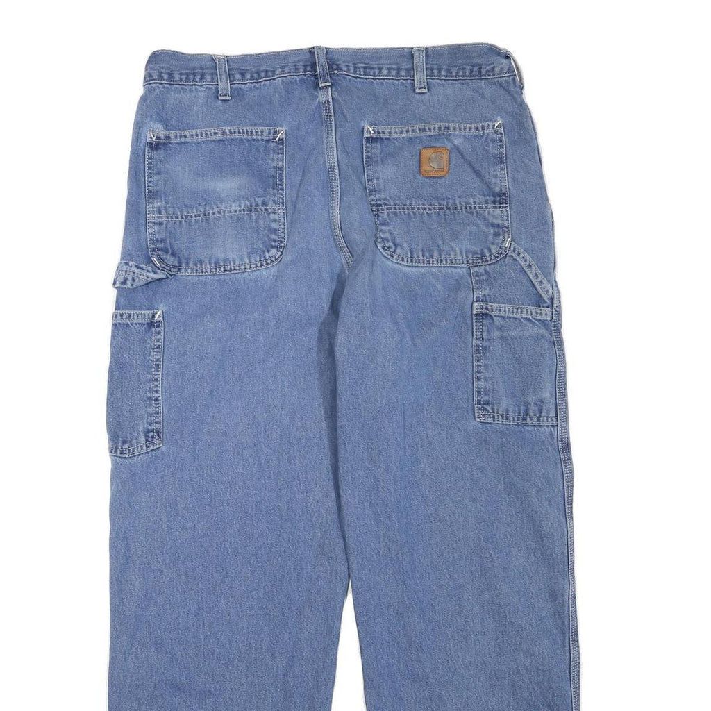 CARHARTT Mens Regular Fit Straight Blue Denim Jeans W36 L30 Workwear Zip Closure