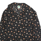 FRANKENWALDER Womens Black Printed Basic Long Sleeve Collared Top S Cotton Blend