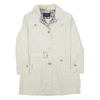 BURBERRY BLUE LABEL Womens Cream Coach Coat M Polyester Woven Plain Button