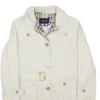 BURBERRY BLUE LABEL Womens Cream Coach Coat M Polyester Woven Plain Button