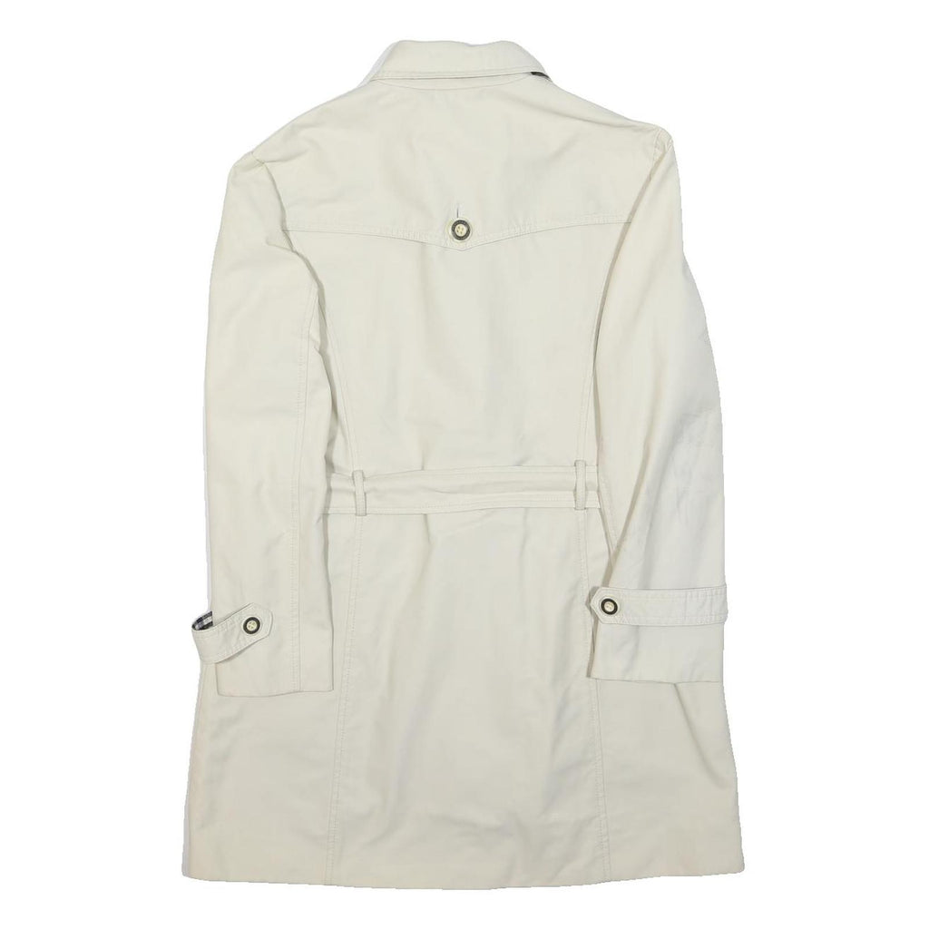BURBERRY BLUE LABEL Womens Cream Coach Coat M Polyester Woven Plain Button