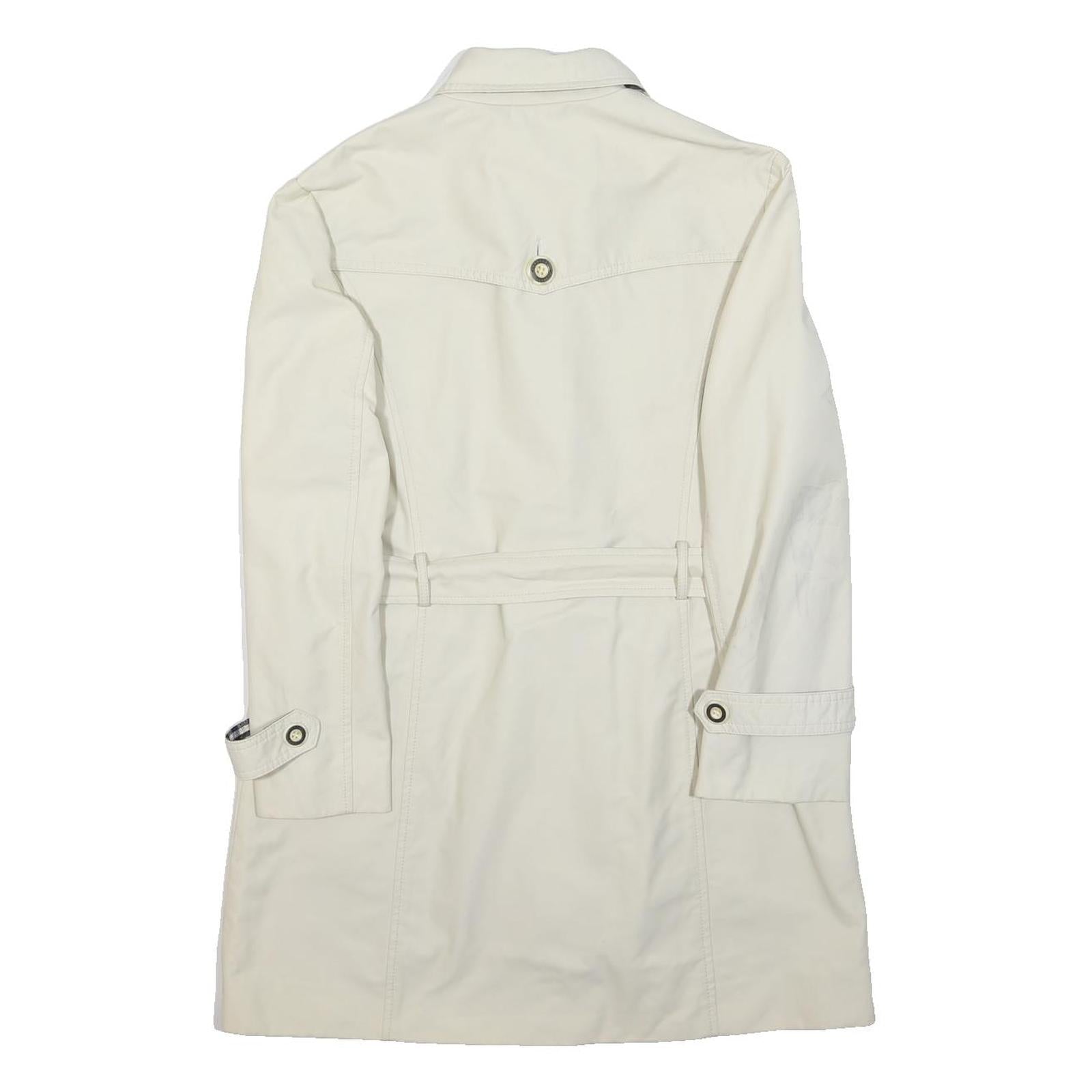 BURBERRY BLUE LABEL Womens Cream Coach Coat M Polyester Woven Plain Button