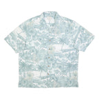 TRADER BAY Mens Green & Cream Hawaiian Shirt XL Tropical Floral Pattern Summer