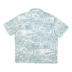 TRADER BAY Mens Green & Cream Hawaiian Shirt XL Tropical Floral Pattern Summer