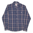 WRANGLER Mens Blue & Pink Check Shirt L Button Pocket Classic Casual Cotton