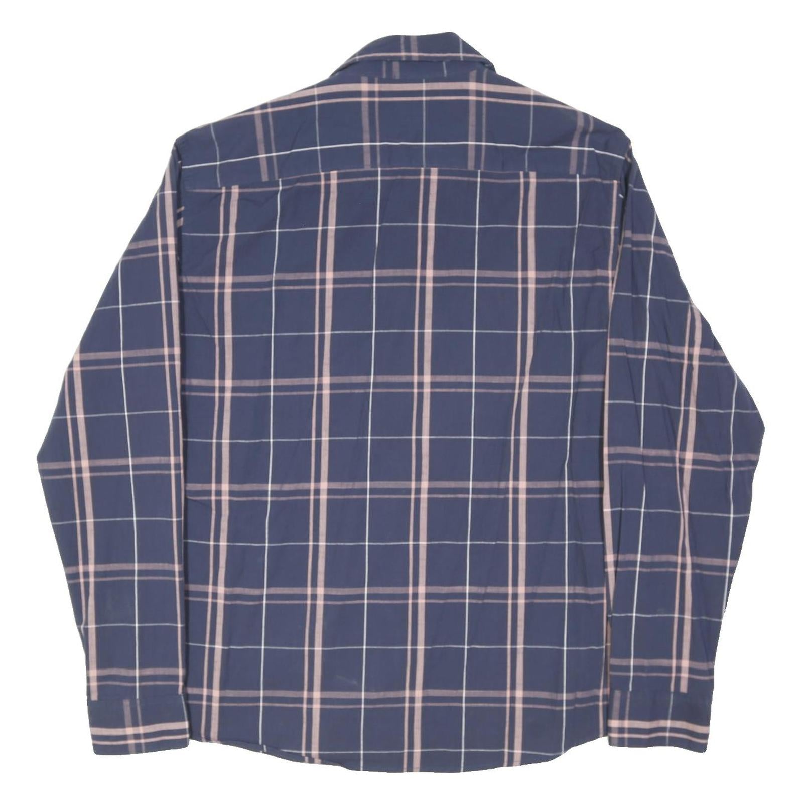WRANGLER Mens Blue & Pink Check Shirt L Button Pocket Classic Casual Cotton