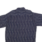 MICHAEL KAUF Mens Navy Blue & White Pattern Short Sleeve Shirt L Relaxed Fit