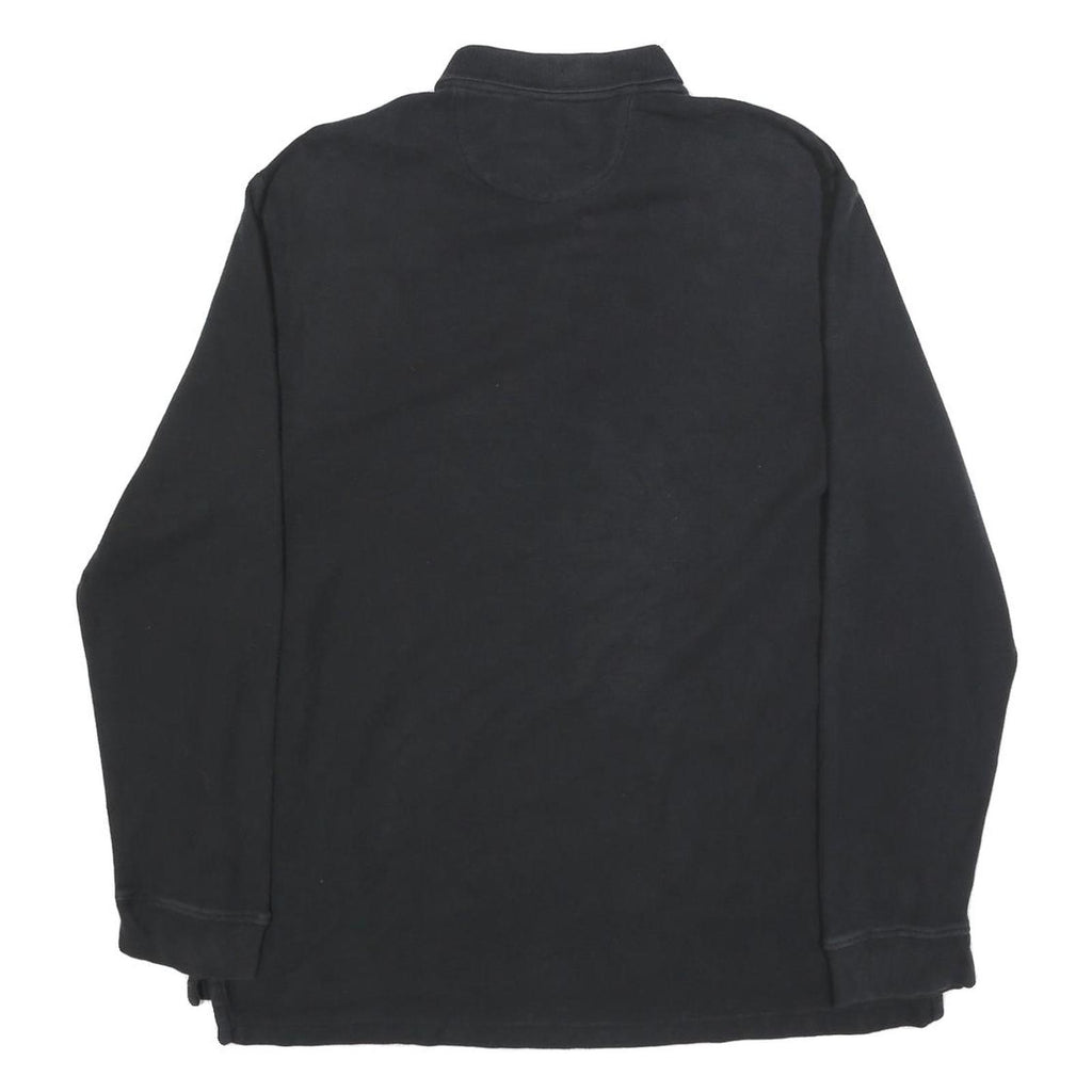 CHAPS Mens Black Long Sleeve Cotton Blend Polo Shirt XL Classic Fit Embroidered