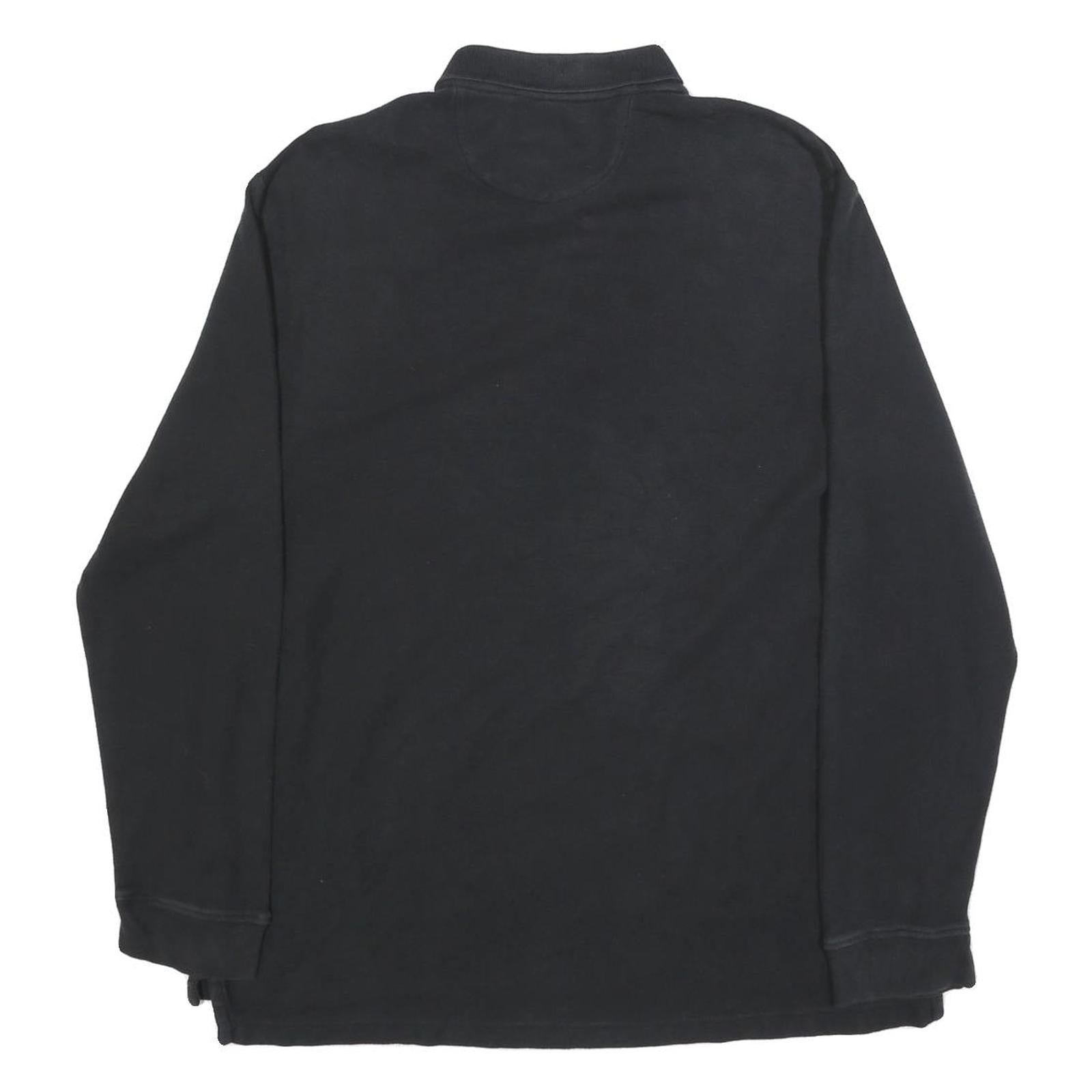 CHAPS Mens Black Long Sleeve Cotton Blend Polo Shirt XL Classic Fit Embroidered