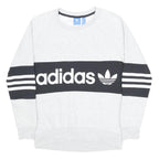 ADIDAS Womens Grey & Black Logo Crew Neck UK 6 Sweatshirt Sportswear Casual