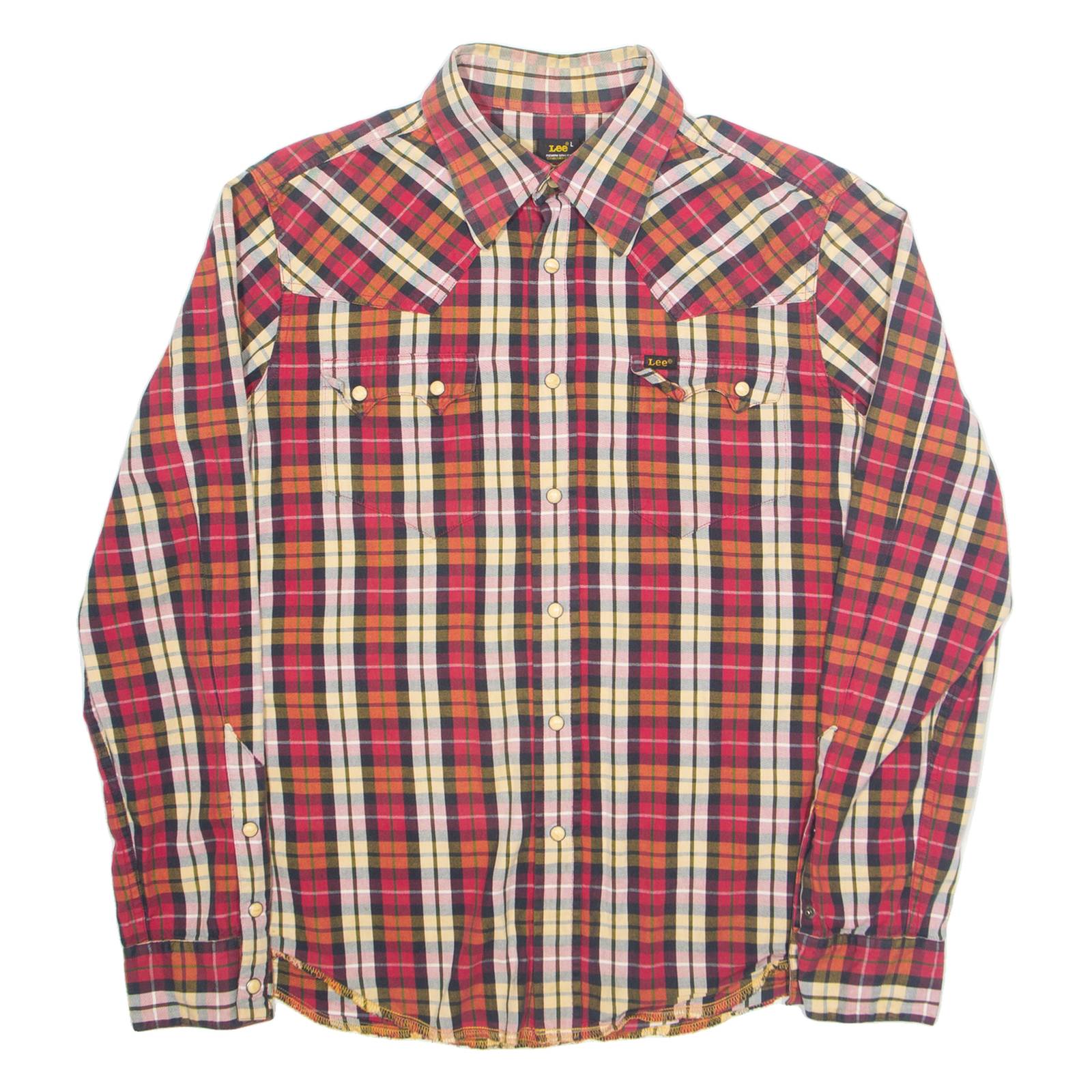 LEE Mens Shirt Red Check Long Sleeve L