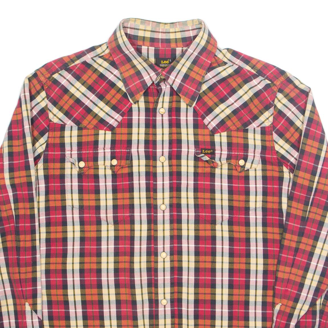 LEE Mens Shirt Red Check Long Sleeve L