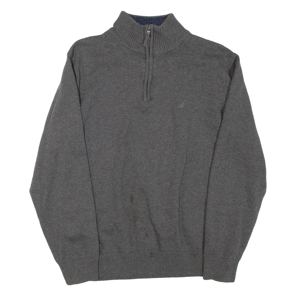 NAUTICA Mens Jumper Grey 1/4 Zip Tight Knit L