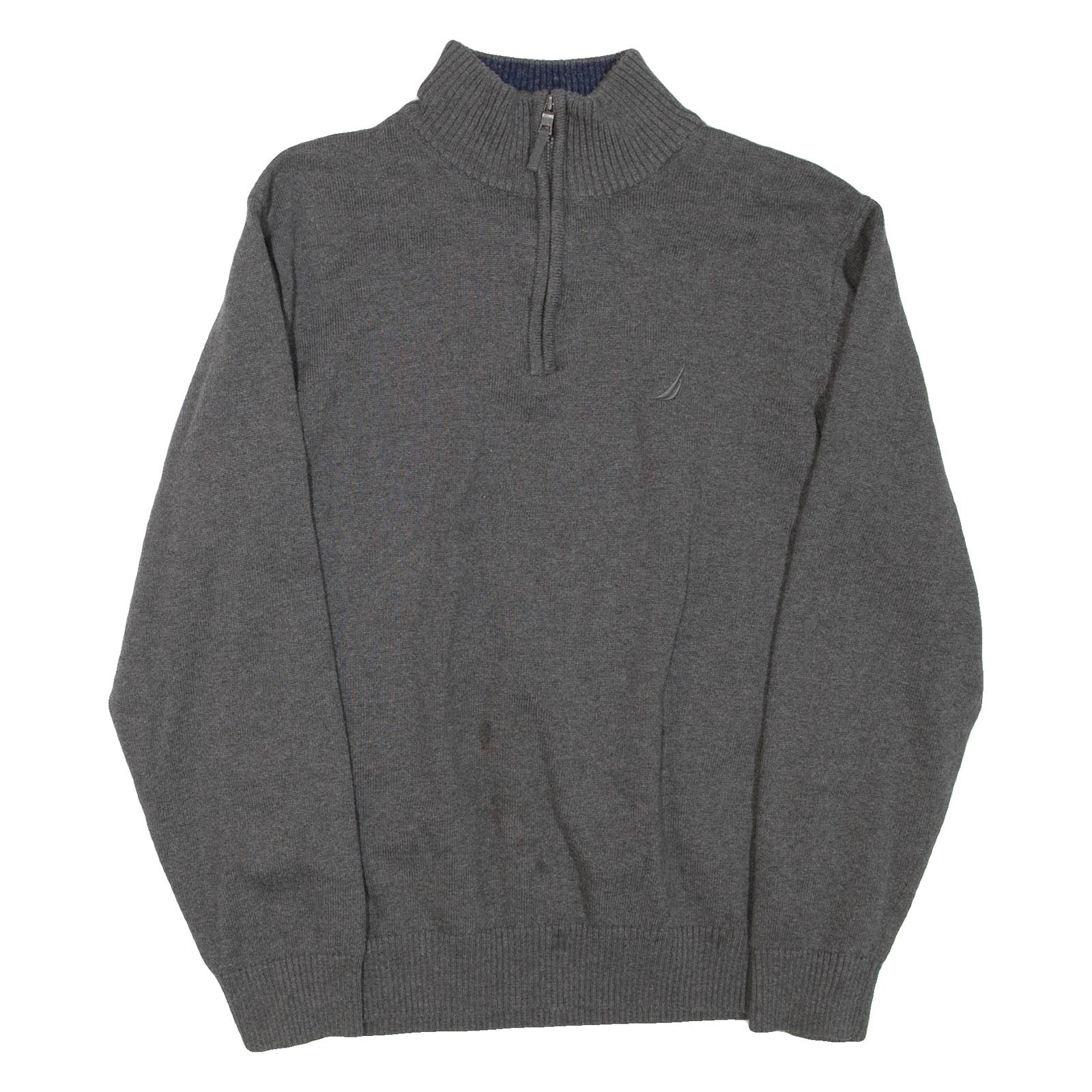 NAUTICA Mens Jumper Grey 1/4 Zip Tight Knit L