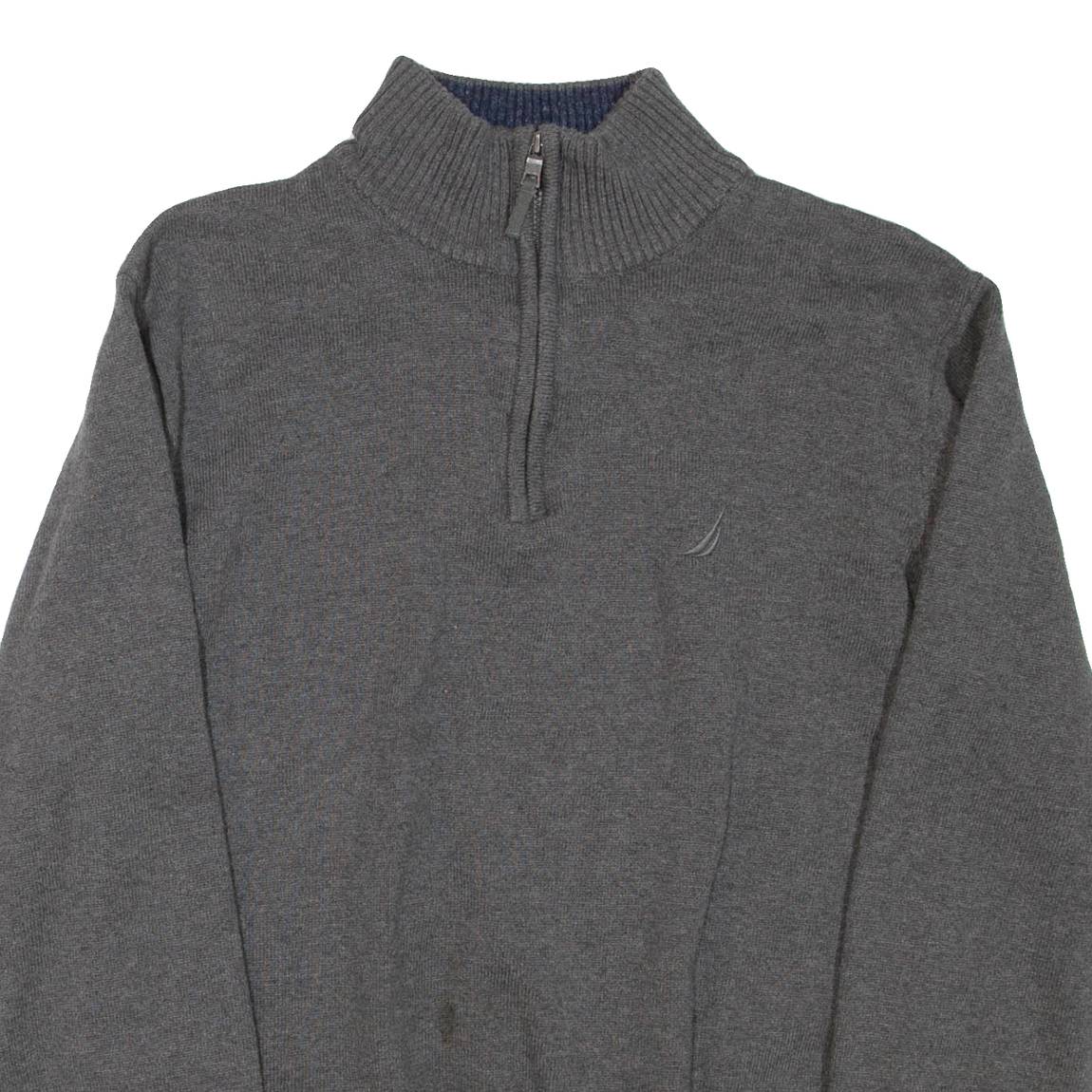 NAUTICA Mens Jumper Grey 1/4 Zip Tight Knit L