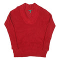 LAUREN RALPH LAUREN Womens Red Patterned Jumper V-Neck Cable Knit S Cotton Blend