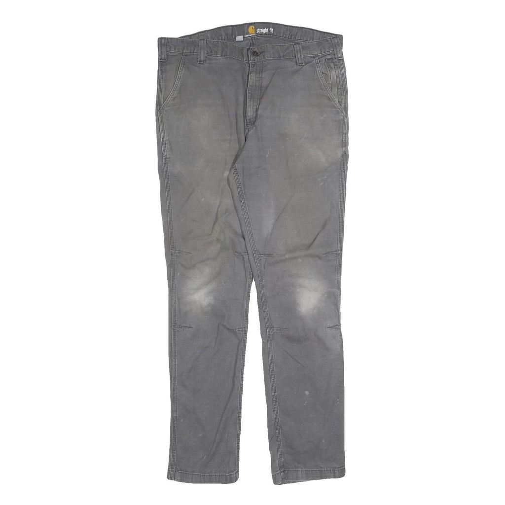 CARHARTT Mens Regular Grey Cotton Blend Straight Fit Trousers W36 L34 Workwear