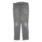 CARHARTT Mens Regular Grey Cotton Blend Straight Fit Trousers W36 L34 Workwear