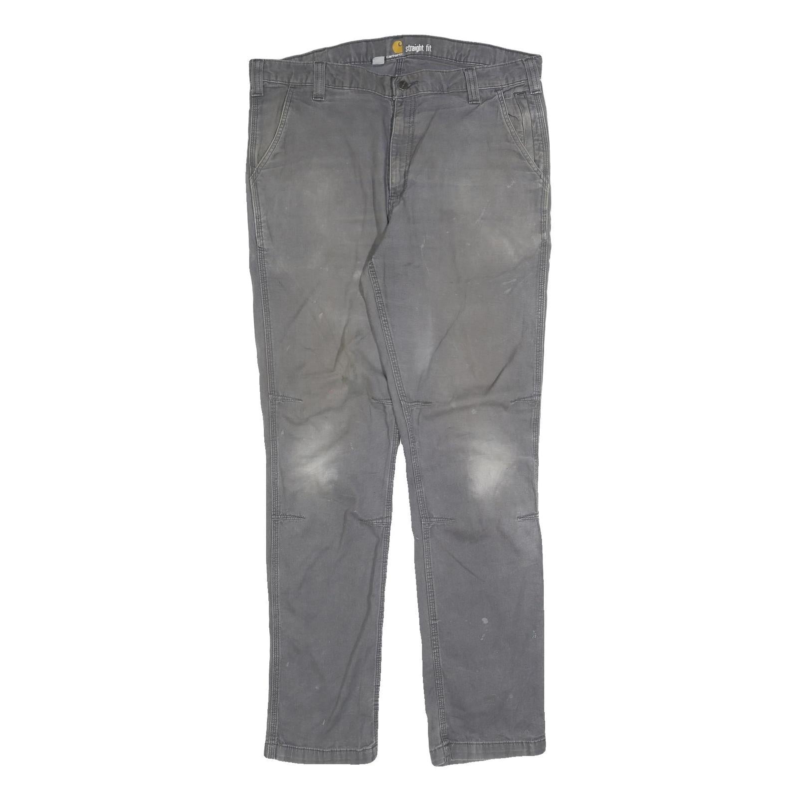 CARHARTT Mens Regular Grey Cotton Blend Straight Fit Trousers W36 L34 Workwear
