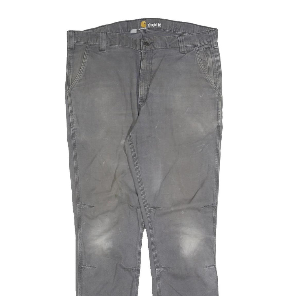 CARHARTT Mens Regular Grey Cotton Blend Straight Fit Trousers W36 L34 Workwear