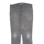CARHARTT Mens Regular Grey Cotton Blend Straight Fit Trousers W36 L34 Workwear