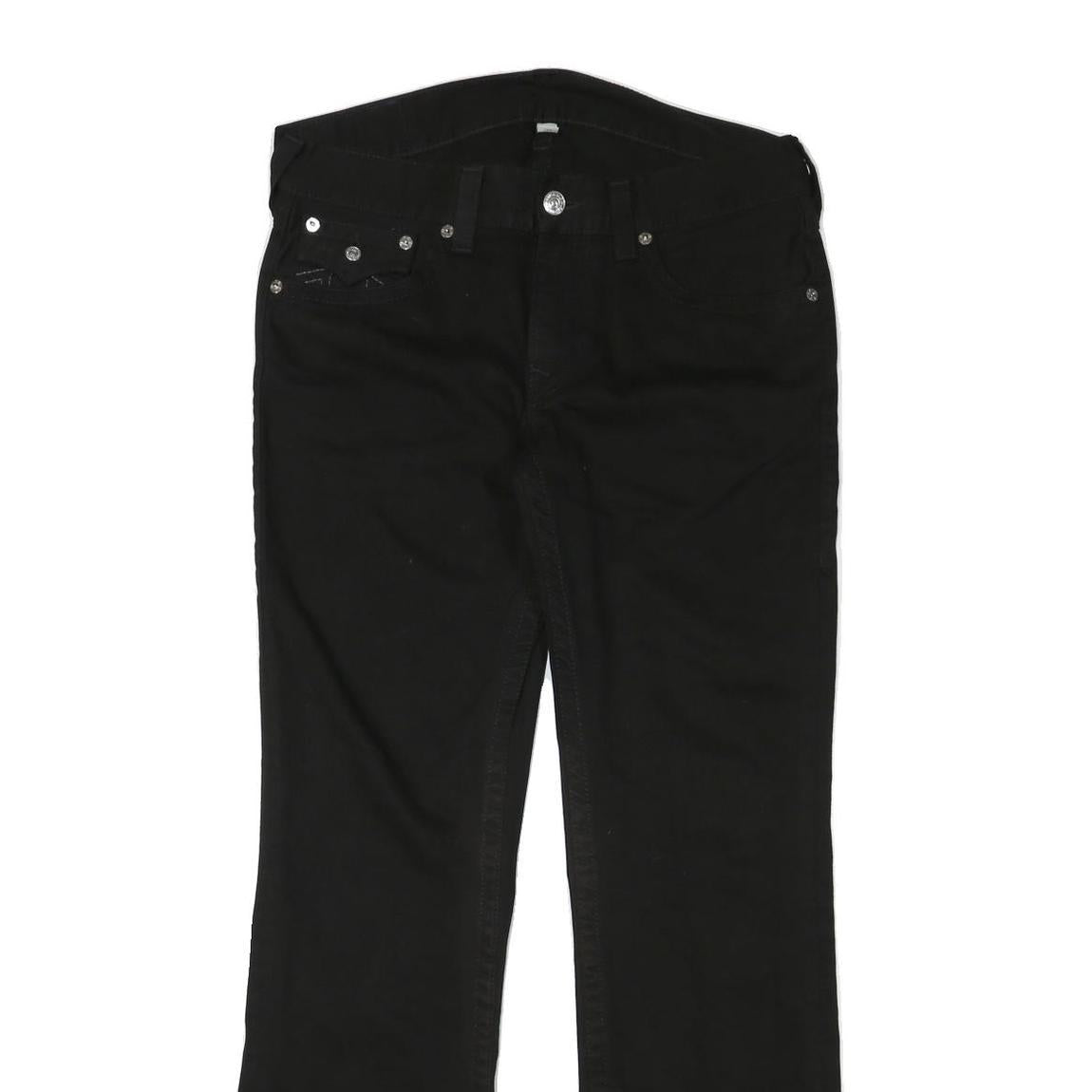 TRUE RELIGION Mens Black Regular Straight Denim Jeans W36 L33 Classic Cotton