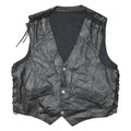 IXS Mens Black Leather Waistcoat XL Leather Plain Button Biker Detail Vest