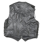 IXS Mens Black Leather Waistcoat XL Leather Plain Button Biker Detail Vest