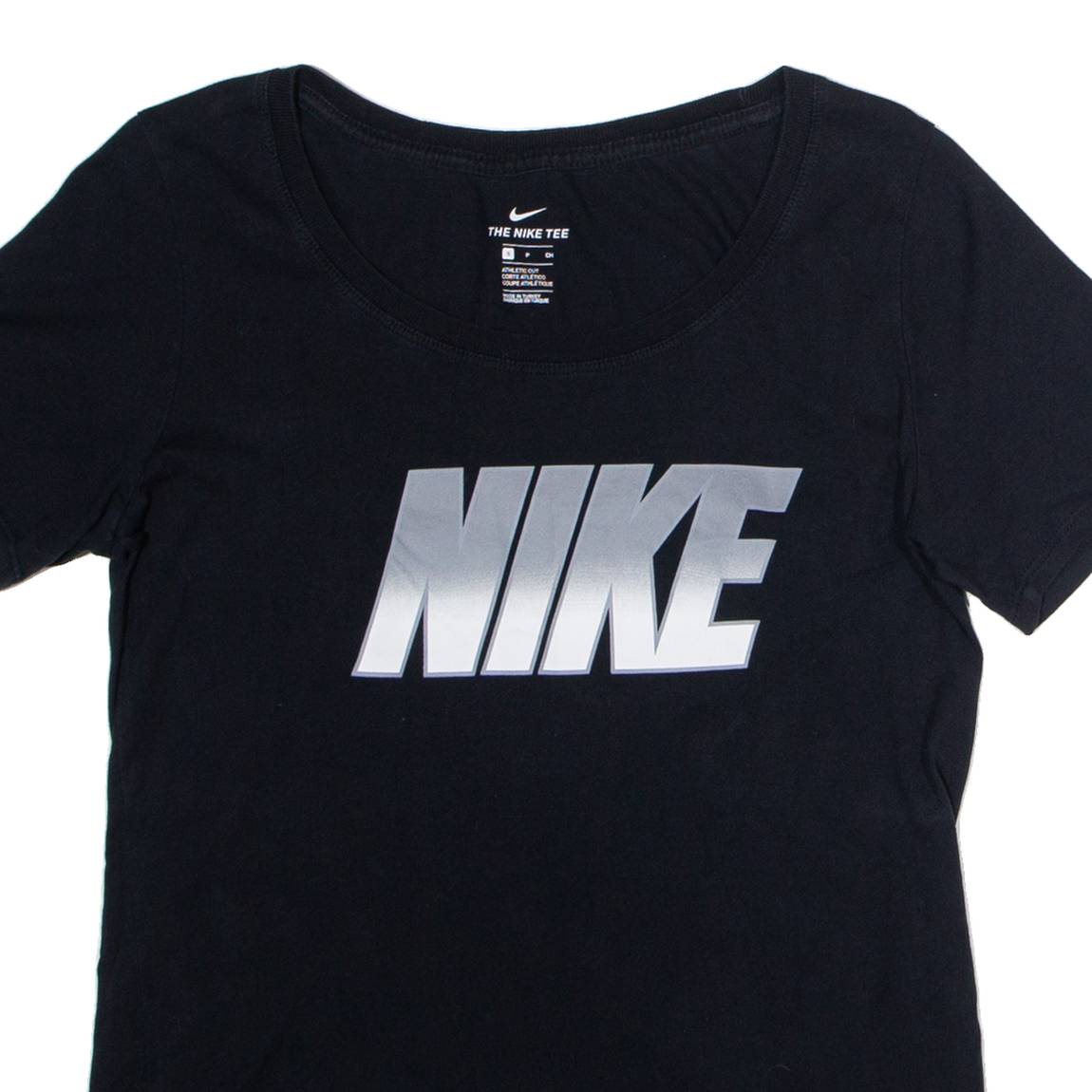 NIKE Athletic Cut Womens T-Shirt Black Crew Neck S