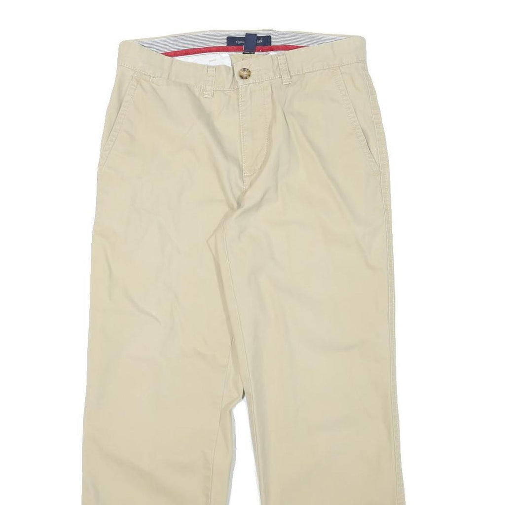 TOMMY HILFIGER Mens Cotton Blend Beige Regular Fit Straight Leg Trousers W30 L27