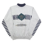 Mens Grey & Navy Sweatshirt Regent Park Graphic Crew Neck L Cotton Blend Comfort