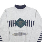 Mens Grey & Navy Sweatshirt Regent Park Graphic Crew Neck L Cotton Blend Comfort