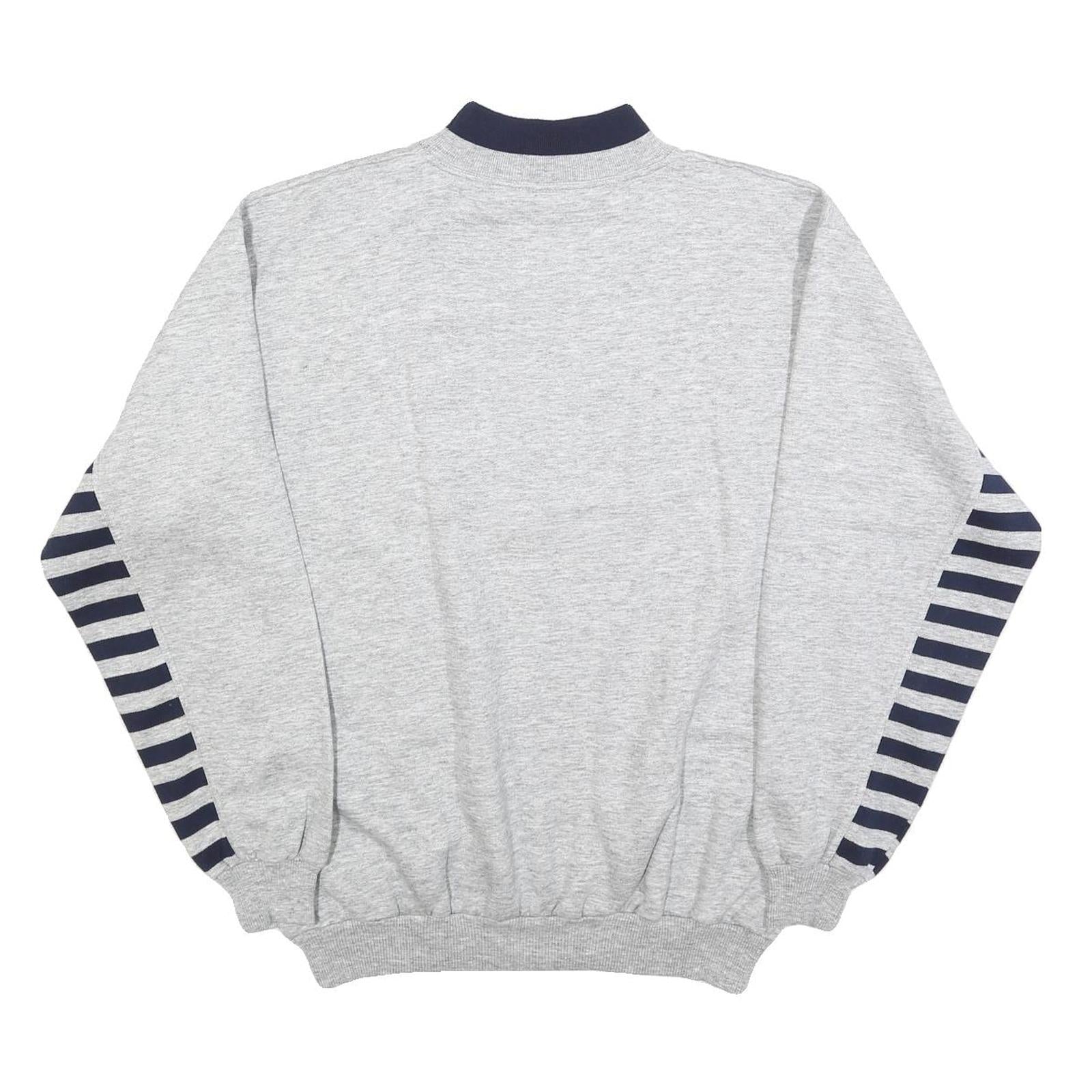 Mens Grey & Navy Sweatshirt Regent Park Graphic Crew Neck L Cotton Blend Comfort