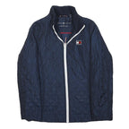 TOMMY HILFIGER Womens Navy Blue Quilted Jacket S Polyester Zip Up