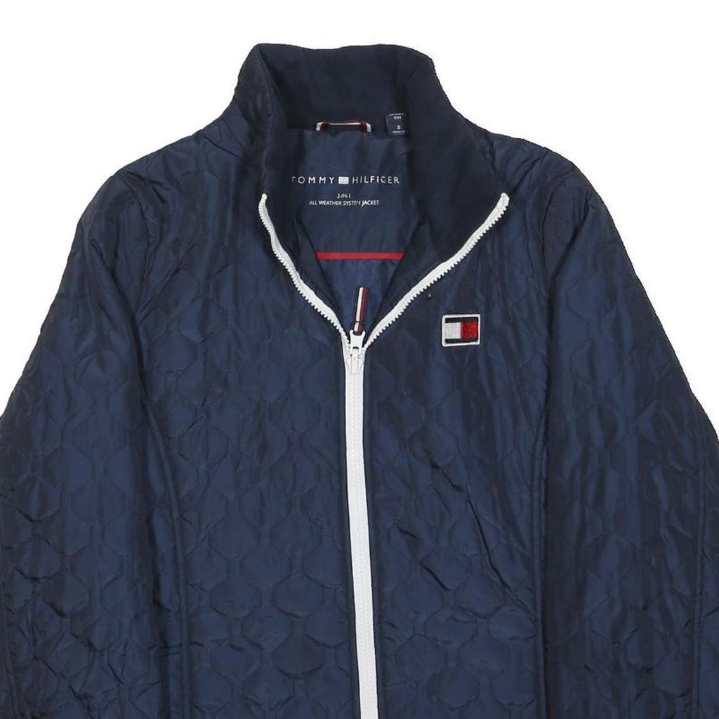 TOMMY HILFIGER Womens Navy Blue Quilted Jacket S Polyester Zip Up