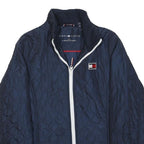 TOMMY HILFIGER Womens Navy Blue Quilted Jacket S Polyester Zip Up