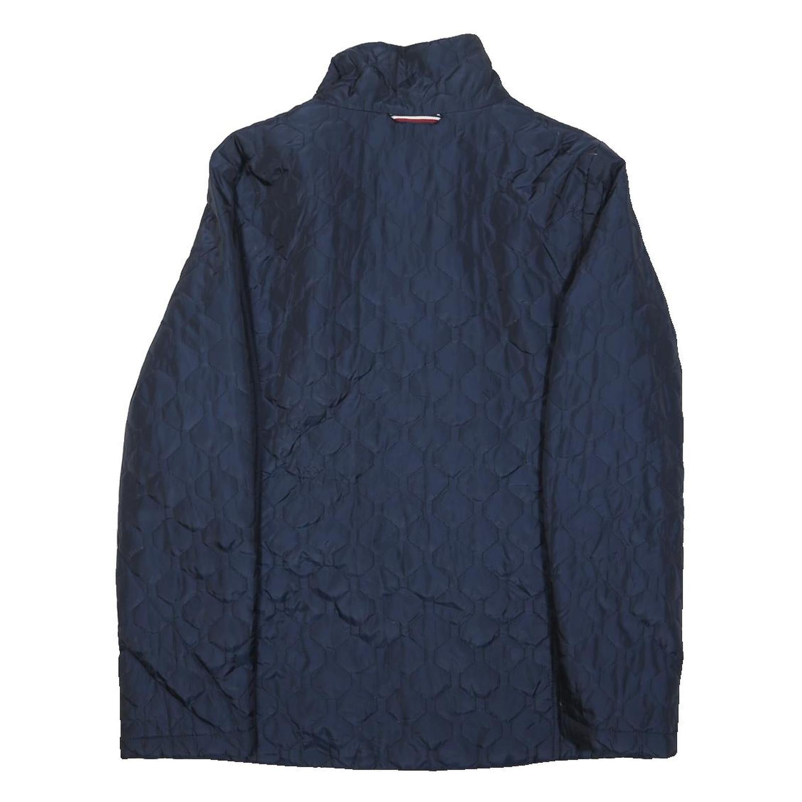 TOMMY HILFIGER Womens Navy Blue Quilted Jacket S Polyester Zip Up