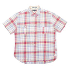 TOMMY HILFIGER Mens Red & Cream Check Shirt L Casual Cotton Blend Summer