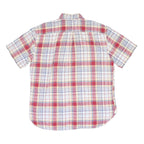 TOMMY HILFIGER Mens Red & Cream Check Shirt L Casual Cotton Blend Summer
