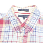 TOMMY HILFIGER Mens Red & Cream Check Shirt L Casual Cotton Blend Summer