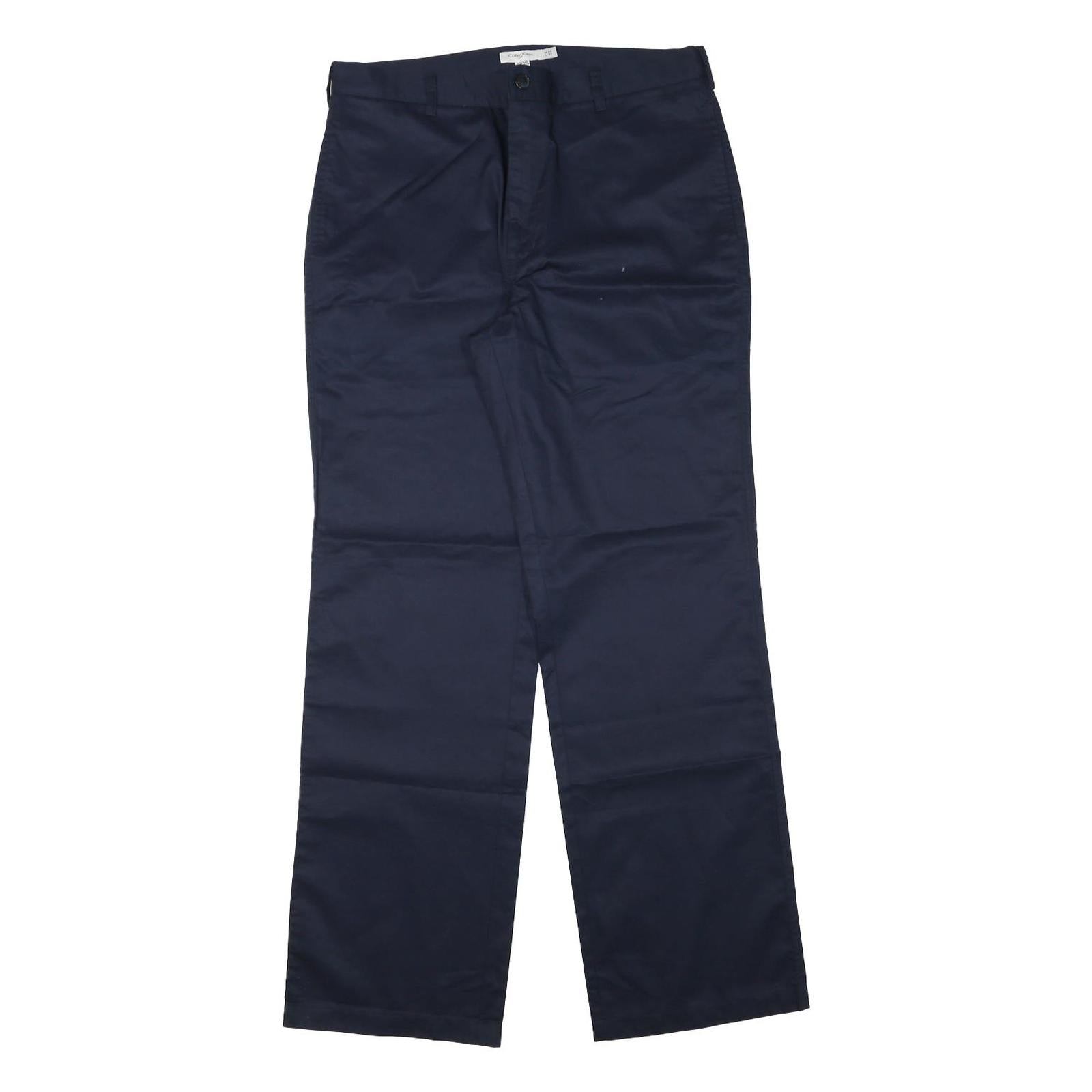 CALVIN KLEIN Mens Cotton Blend Navy Regular Straight Trousers W34 L32 Classic