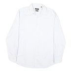 BOSS Mens White Plain Cotton Blend Shirt M Classic Formal Long Sleeve Button