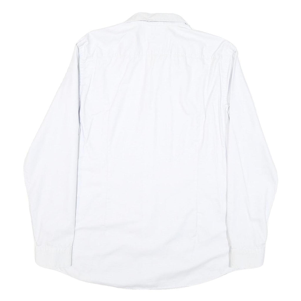 BOSS Mens White Plain Cotton Blend Shirt M Classic Formal Long Sleeve Button