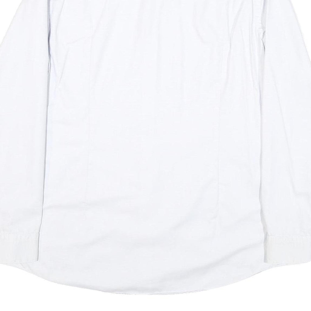 BOSS Mens White Plain Cotton Blend Shirt M Classic Formal Long Sleeve Button