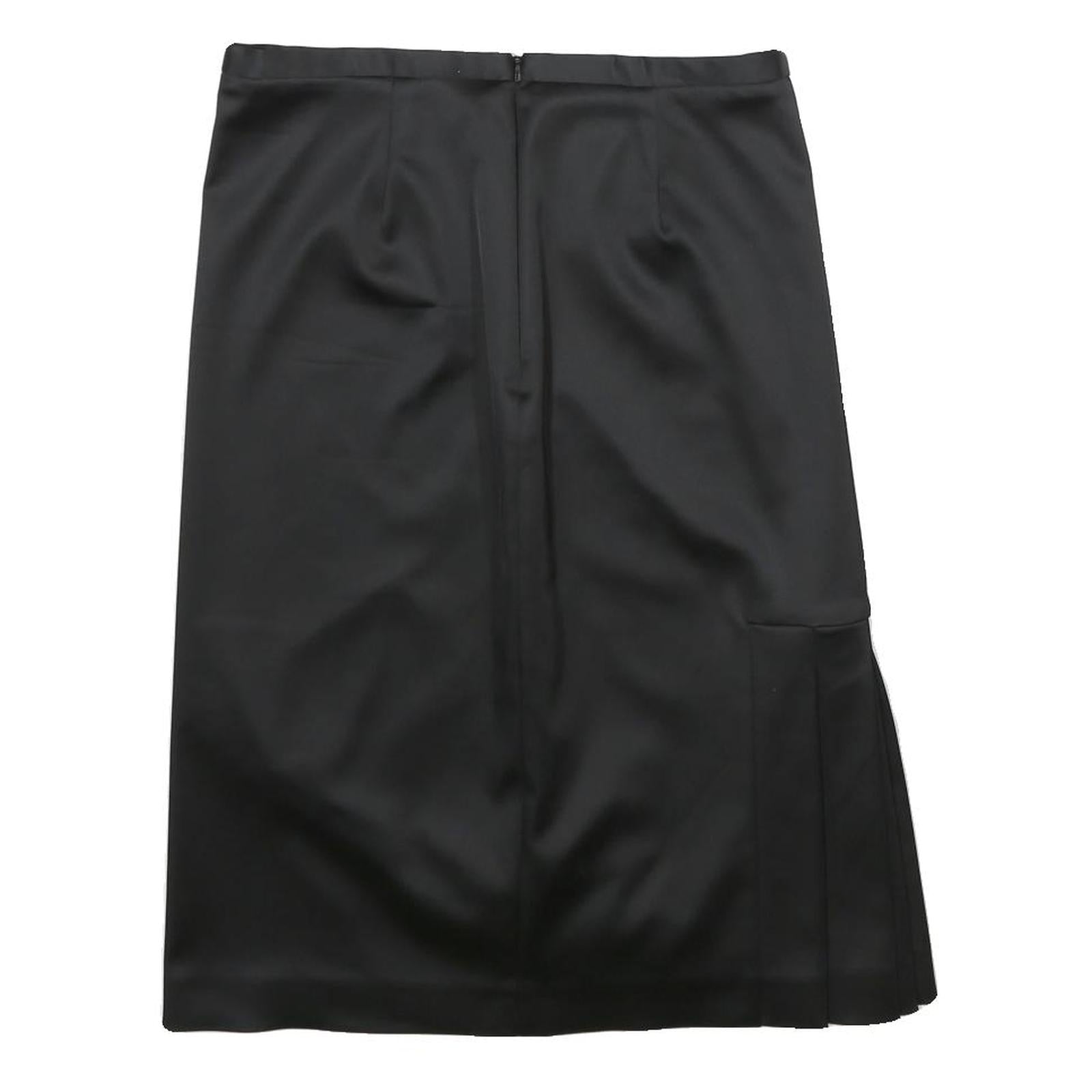 COAST Womens Black Pleated Midi Polyamide Blend Skirt UK 10 Elegant Office Wear